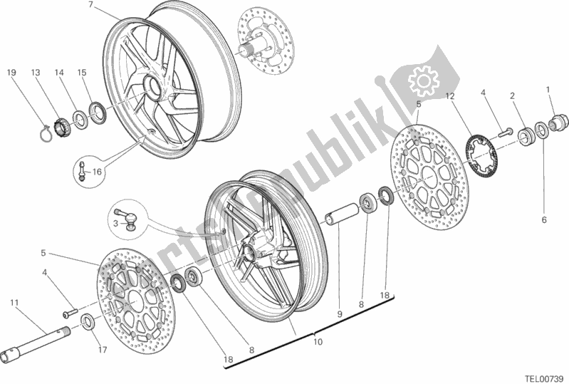 Todas as partes de Rodas do Ducati Multistrada 1200 ABS 2014